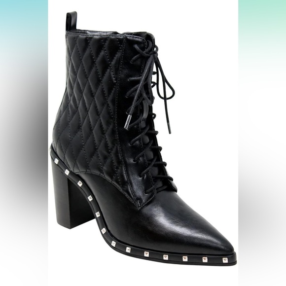 Charles By Charles David Shoes - CHARLES BY CHARLES DAVID Black Studded Diplomat Quilted Lace Up Boot 8